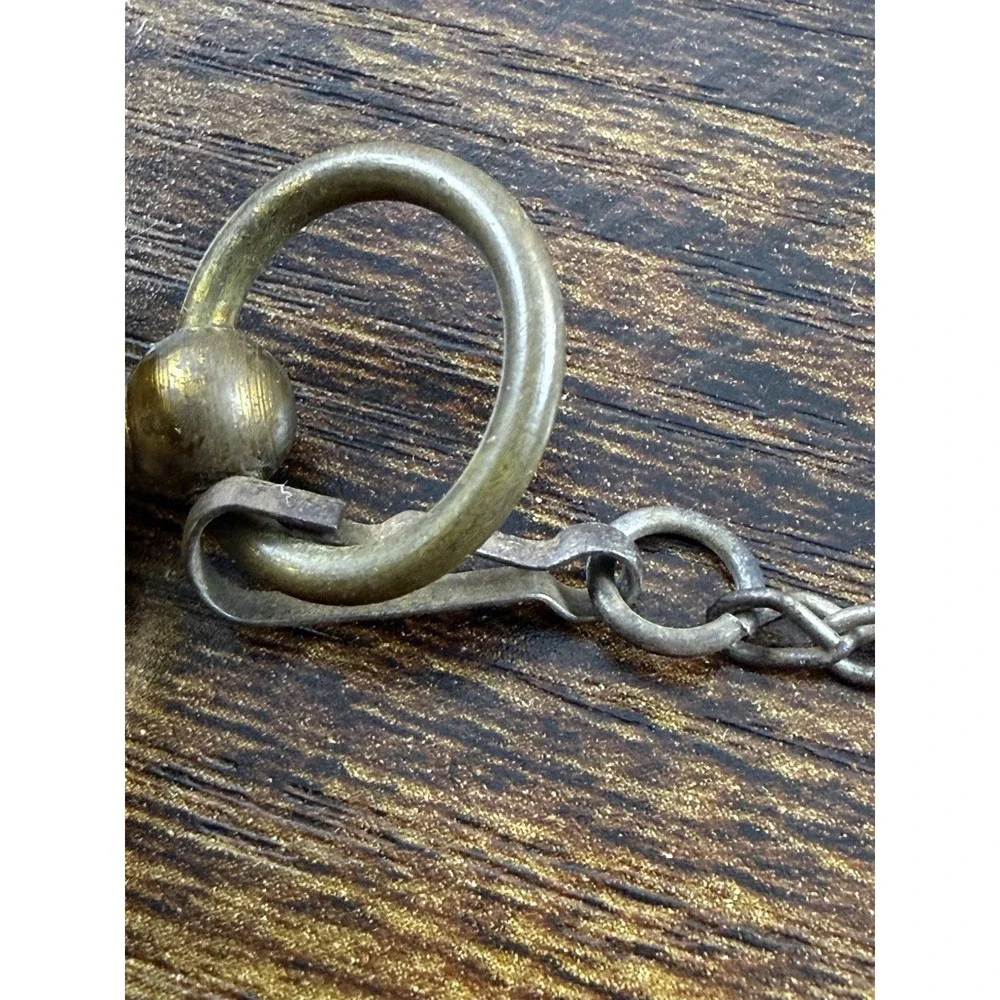 Vintage Antique Brass Pocket Compass Made In France Military Style W/CHAIN Works